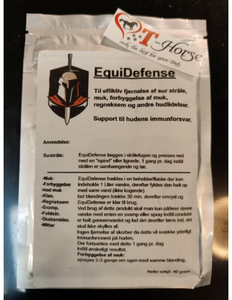 EquiDefense pose med 40 gram mod sur stråle